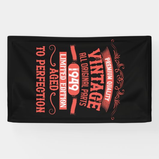 パーソナライズされたヴィンテージ75時間の誕生日パーティー 横断幕 (横)