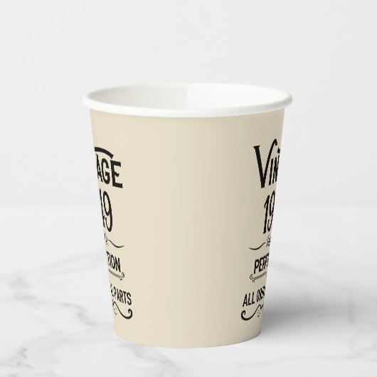 パーソナライズされたヴィンテージ75歳の誕生日ギフトブラック 紙コップ (左)