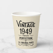 パーソナライズされたヴィンテージ75歳の誕生日ギフトブラック 紙コップ (正面)