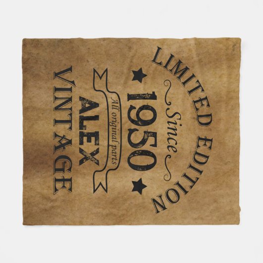 パーソナライズされたヴィンテージ75歳の誕生日プレゼント フリースブランケット (正面(横))