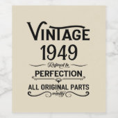 パーソナライズされたヴィンテージ75歳の誕生日プレゼント 黒 ワインラベル (シングルラベル)