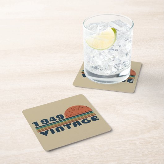 パーソナライズされたヴィンテージ75歳の誕生日 スクエアペーパーコースター (インサイチュ)