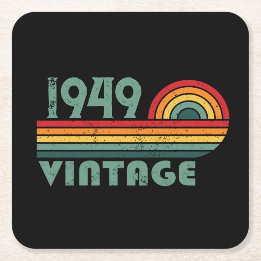 パーソナライズされたヴィンテージ75歳の誕生日 スクエアペーパーコースター (正面)