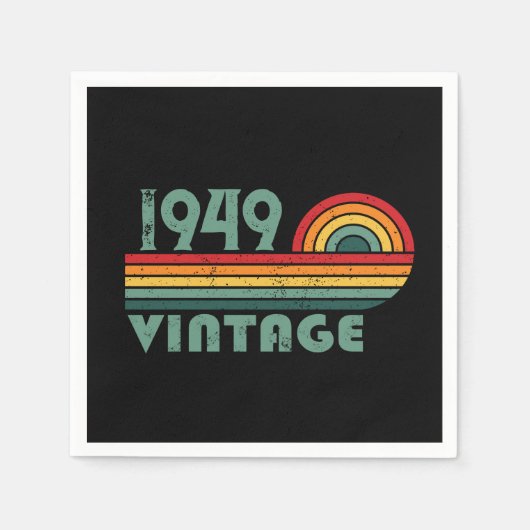 パーソナライズされたヴィンテージ75歳の誕生日 スタンダードカクテルナプキン (正面)