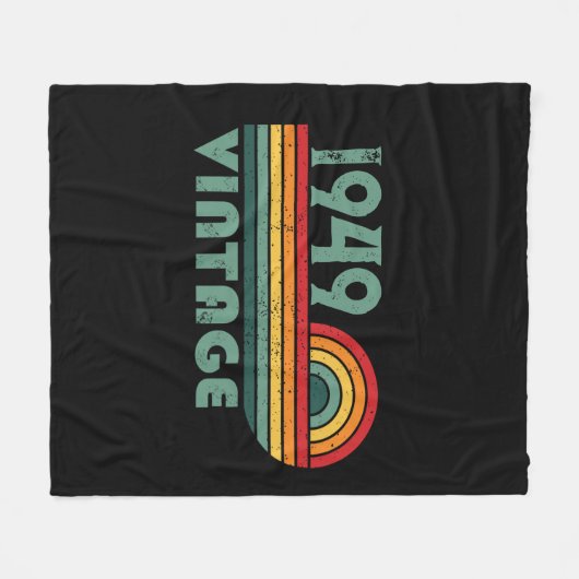 パーソナライズされたヴィンテージ75歳の誕生日 フリースブランケット (正面(横))