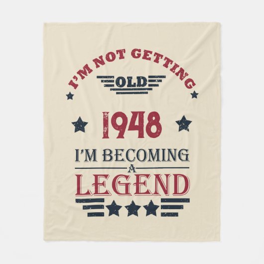 パーソナライズされたヴィンテージ75歳の誕生日 フリースブランケット (正面)