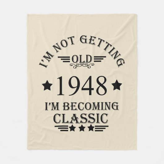 パーソナライズされたヴィンテージ75歳の誕生日 フリースブランケット (正面)