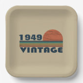 パーソナライズされたヴィンテージ75歳の誕生日 ペーパープレート (正面)