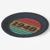 パーソナライズされたヴィンテージ75歳の誕生日 ペーパープレート (アングル)