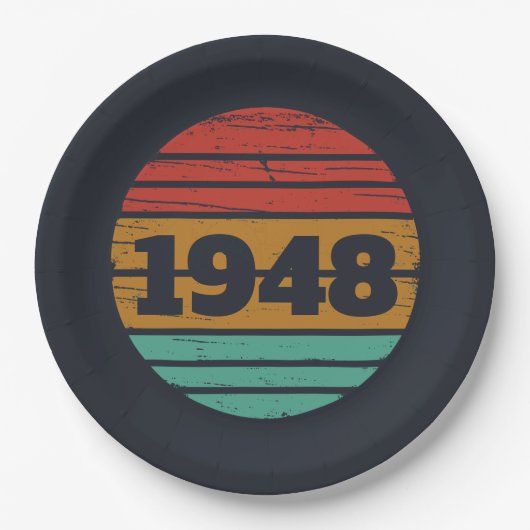 パーソナライズされたヴィンテージ75歳の誕生日 ペーパープレート (正面)