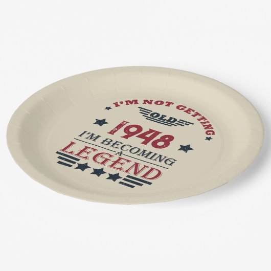 パーソナライズされたヴィンテージ75歳の誕生日 ペーパープレート (アングル)