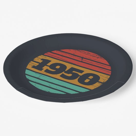 パーソナライズされたヴィンテージ75歳の誕生日 ペーパープレート (アングル)