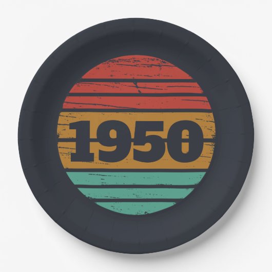 パーソナライズされたヴィンテージ75歳の誕生日 ペーパープレート (正面)