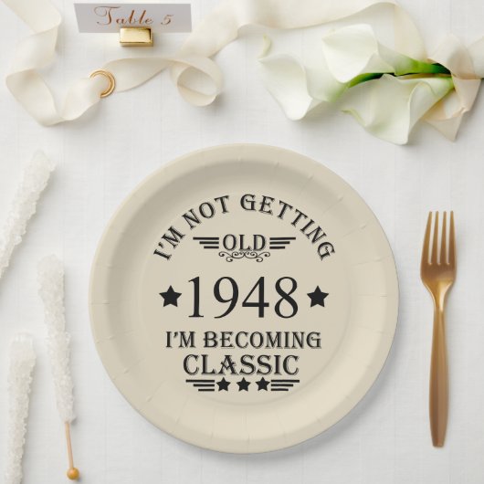 パーソナライズされたヴィンテージ75歳の誕生日 ペーパープレート (ウェディング)
