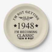 パーソナライズされたヴィンテージ75歳の誕生日 ペーパープレート (正面)