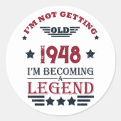 パーソナライズされたヴィンテージ75歳の誕生日 ラウンドシール (正面)