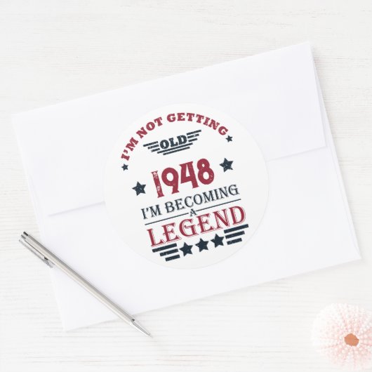 パーソナライズされたヴィンテージ75歳の誕生日 ラウンドシール (封筒)