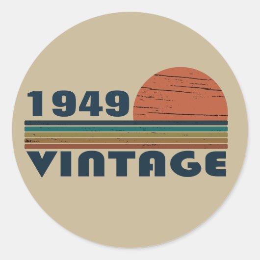 パーソナライズされたヴィンテージ75歳の誕生日 ラウンドシール (正面)