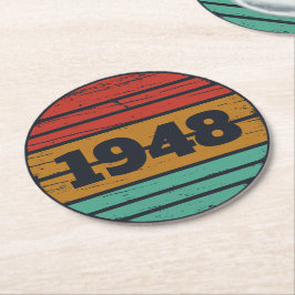 パーソナライズされたヴィンテージ75歳の誕生日 ラウンドペーパーコースター