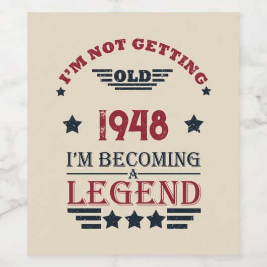 パーソナライズされたヴィンテージ75歳の誕生日 ワインラベル (シングルラベル)