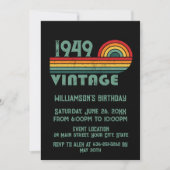 パーソナライズされたヴィンテージ75歳の誕生日 招待状 (正面)