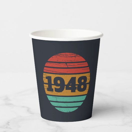 パーソナライズされたヴィンテージ75歳の誕生日 紙コップ (裏面)