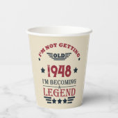 パーソナライズされたヴィンテージ75歳の誕生日 紙コップ (裏面)