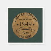 パーソナライズされたヴィンテージ75th誕生日パーティー スタンダードカクテルナプキン (正面)