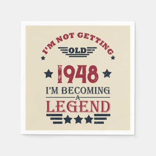 パーソナライズされたヴィンテージ75th誕生日パーティー スタンダードカクテルナプキン (正面)