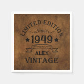 パーソナライズされたヴィンテージ75th誕生日パーティー スタンダードカクテルナプキン (正面)