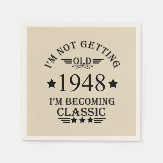 パーソナライズされたヴィンテージ75th誕生日パーティー スタンダードカクテルナプキン (正面)