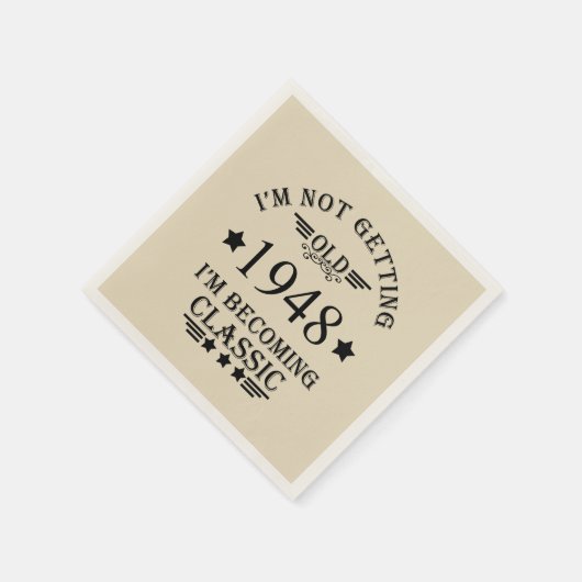 パーソナライズされたヴィンテージ75th誕生日パーティー スタンダードカクテルナプキン (角)
