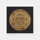 パーソナライズされたヴィンテージ75th誕生日パーティー スタンダードカクテルナプキン (正面)