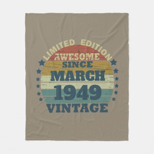 パーソナライズされたヴィンテージ75th誕生日パーティー フリースブランケット (正面)