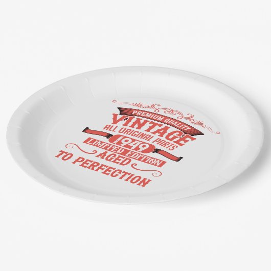 パーソナライズされたヴィンテージ75th誕生日パーティー ペーパープレート