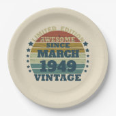 パーソナライズされたヴィンテージ75th誕生日パーティー ペーパープレート (正面)