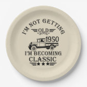 パーソナライズされたヴィンテージ75th誕生日パーティー ペーパープレート (正面)