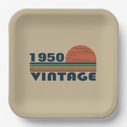 パーソナライズされたヴィンテージ75th誕生日パーティー ペーパープレート (正面)