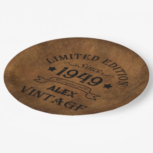 パーソナライズされたヴィンテージ75th誕生日パーティー ペーパープレート (アングル)