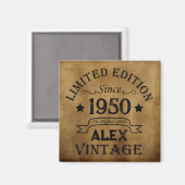 パーソナライズされたヴィンテージ75th誕生日パーティー マグネット (正面/裏面)