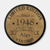 パーソナライズされたヴィンテージ75th誕生日パーティー マグネット (正面)