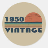 パーソナライズされたヴィンテージ75th誕生日パーティー ラウンドシール (正面)