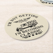 パーソナライズされたヴィンテージ75th誕生日パーティー ラウンドペーパーコースター (アングル)