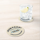 パーソナライズされたヴィンテージ75th誕生日パーティー ラウンドペーパーコースター (インサイチュ)