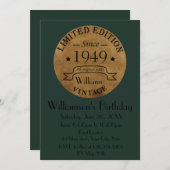 パーソナライズされたヴィンテージ75th誕生日パーティー 招待状 (正面/裏面)