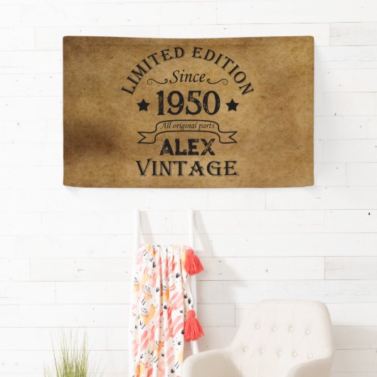 パーソナライズされたヴィンテージ75th誕生日パーティー 横断幕 (インサイチュ)