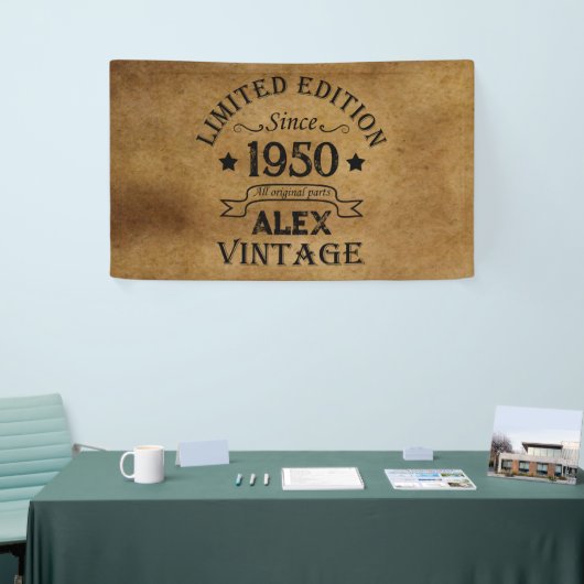 パーソナライズされたヴィンテージ75th誕生日パーティー 横断幕 (トレードショー)