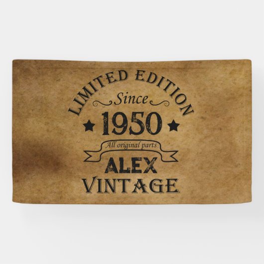 パーソナライズされたヴィンテージ75th誕生日パーティー 横断幕 (横)