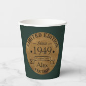 パーソナライズされたヴィンテージ75th誕生日パーティー 紙コップ (正面)