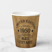 パーソナライズされたヴィンテージ75th誕生日パーティー 紙コップ (正面)